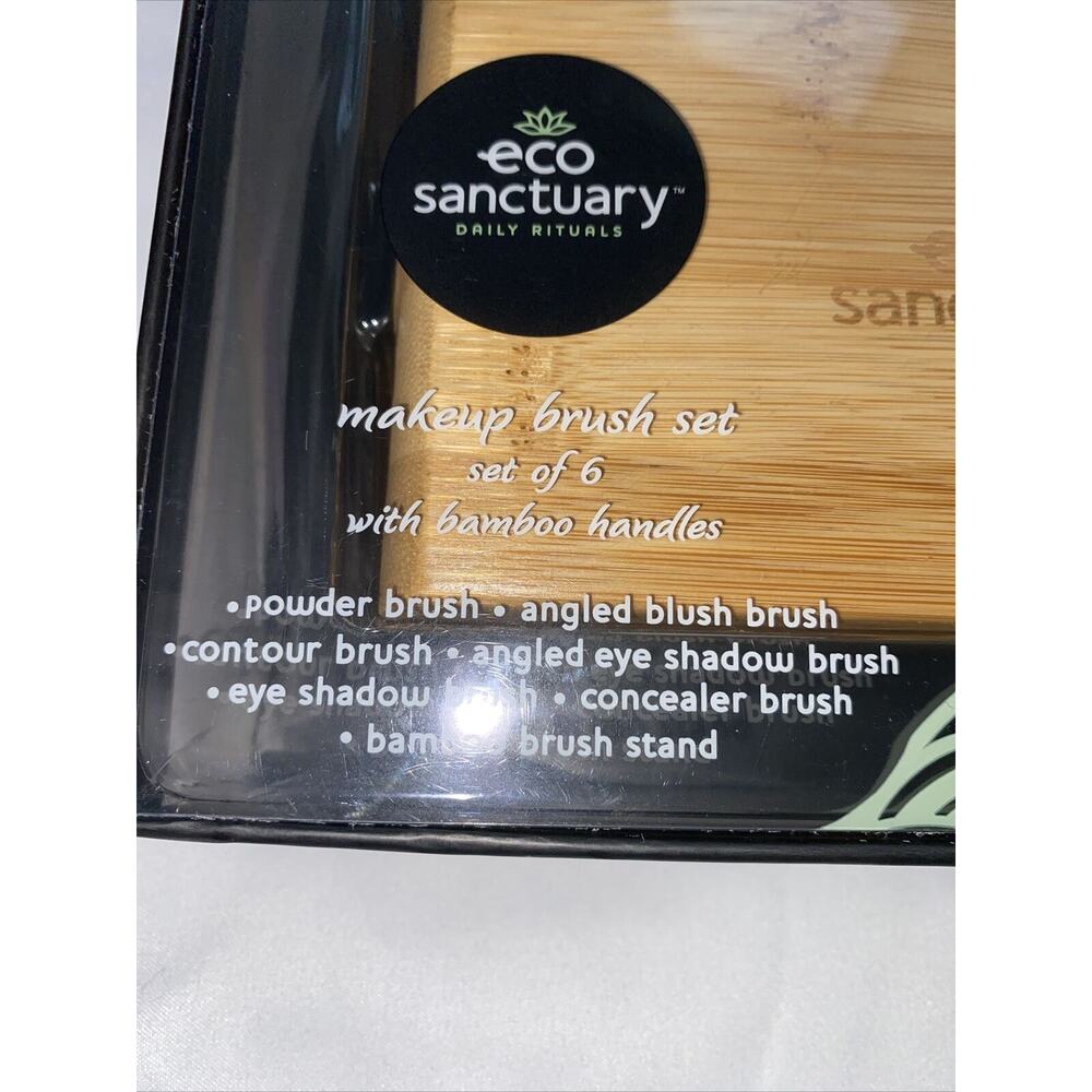 Eco Sanctuary Makeup Brush Set Of 6 & Holder( Bamboo Brush Stand) Black - Picture 8 of 9